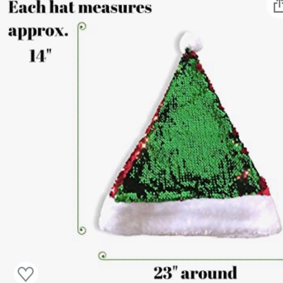 Santa Hat with White Trim - Red and Green Sequined Santa Claus Hat - Picture 2 of 2